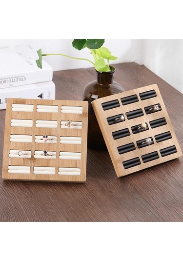Trendooze Yüzükler Yuva Tutucu Tepsisi Stylea-14 Siyah Sergileme Mücevher Küpe Düzenleyici Ahşap 15 Vv