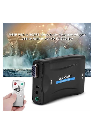 Cr02 Vga Dan Scart Video Ve Ses Dönüştürücü Adaptör Uzaktan Kumandalı
