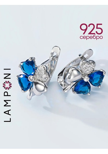 Lamponi Yonca Kolye Küpe: 925 Gümüş, Zirkon Ve Safir 140323483 Mavi