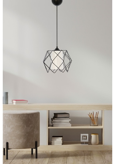 Trend Kitchen Koza White Glass One Mutfak Antre Koridor Sarkıt Avize Siyah