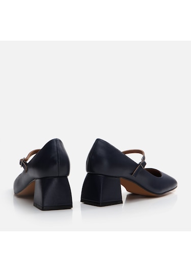 Hotiç Mary Jane Hakiki Deri Lacivert Kadın Kalın Topuk 01ayh291060a680 Lacivert