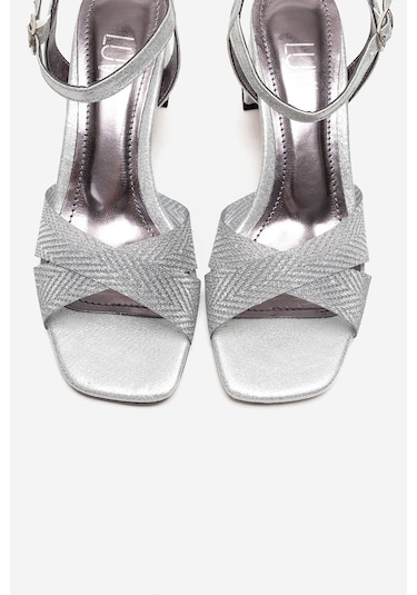 Luvishoes Mılagro Gümüş Simli Kadın Kalın Topuklu Ayakkabı