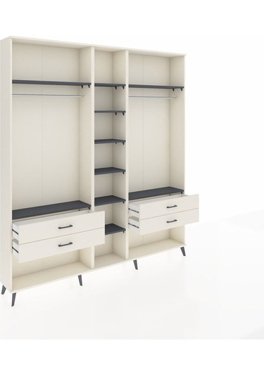 Arges Dolap 10 Raflı 4 Çekmeceli 2 Askılı 220x30x243 Aytaşı-antrasit/aytaşı Antrasıt/aytası