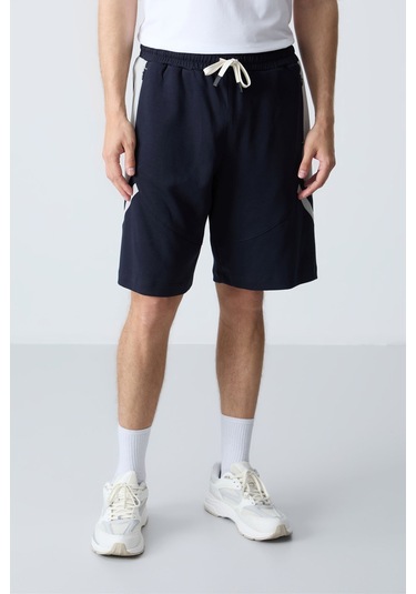 Tommy Life Lacivert Pamuklu Kalın Yumuşak Dokulu Standart Fit Basic Erkek Şort - 81281 Lacivert