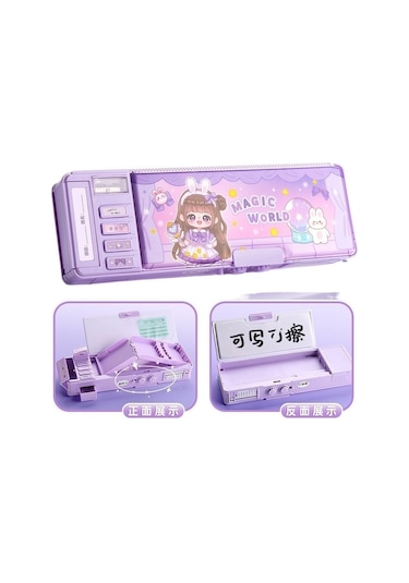 Ww Çok Fonksiyonlu Kızın Şifreli Kilitli Kalem Kutusu-açık Mor