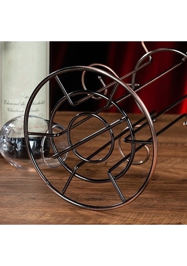 Dancemonkey Ferforje Kırmızı Şarap Kadehi Tutucu Sürahi Standı Altın Renk Çok Renkli