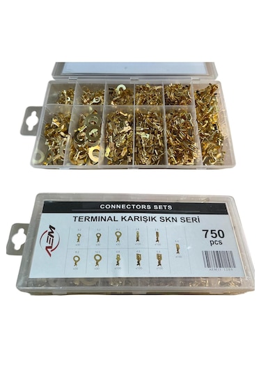 750 Adet Sarı Terminal Seti Karışık Skn Seri Kablu Ucu