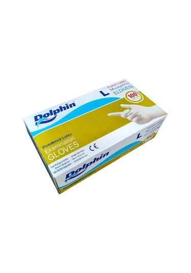 Dolphin Pudralı Lateks Muayene Eldiven 100'lü