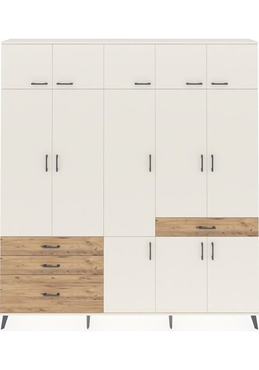 Arges Dolap 8 Raflı 4 Çekmeceli 3 Askılı 220x30x243 Aytaşı-aytaşı/çam Aytası/atlas Çam