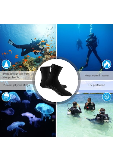 Xindoker Erkek Kadın Dik Kalın Neopren Su Çorabı - Isı Tutucu, Kaymaz Önlü, Su Geçirmez - Suların Altında Sporlar İçin Xl Siyah Siyah
