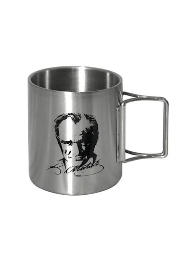 Orcamp Çelik Kupa Bardak Atatürk Silüetli Out-1800 Gri