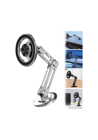 Dianziye Araç Telefon Tutucu Metal Manyetik 360 Döner Sert Tutuşlu Ev Ofis Uyumlu Gümüş GÜMÜŞ