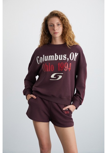 KEIRY 3 İplik Kadın Koyu Mor Sweatshirt