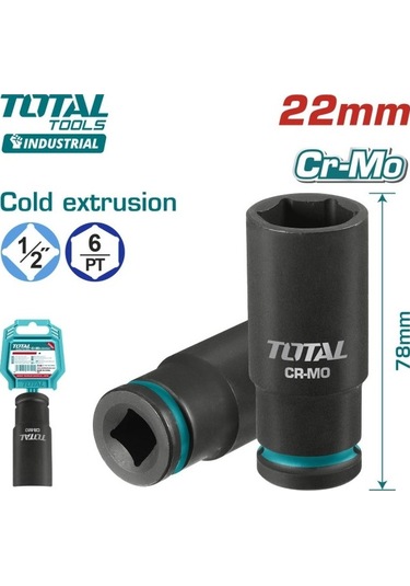 Total 22 Mm 1/2 Altı Köşe Darbeli Derin Lokma Thdıs12222l