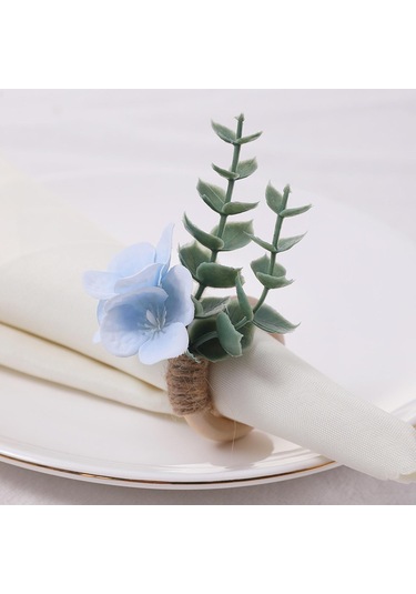 Homyl 6x Peçete Halkaları Parti Çiçekli Mutfak Festivali Tokaları Mavi