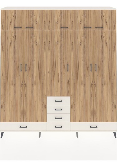 Hyperion Dolap 6 Raflı 6 Çekmeceli 4 Askılı 220x44x243 Aytaşı-çam/aytaşı Atlas Çam/aytası