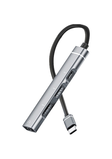 ALLY 4in1 Type-C+3.5mm+USB Girişli Çoğaltıcı Adaptör Çevirici Hu