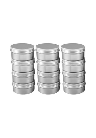 Agoodshop 12 Paket 80ml Teneke Kaplar Çay Alüminyum Kutu Dudak Balsamı Balsamı Saklama Kutusu Kavanoz Ahşap