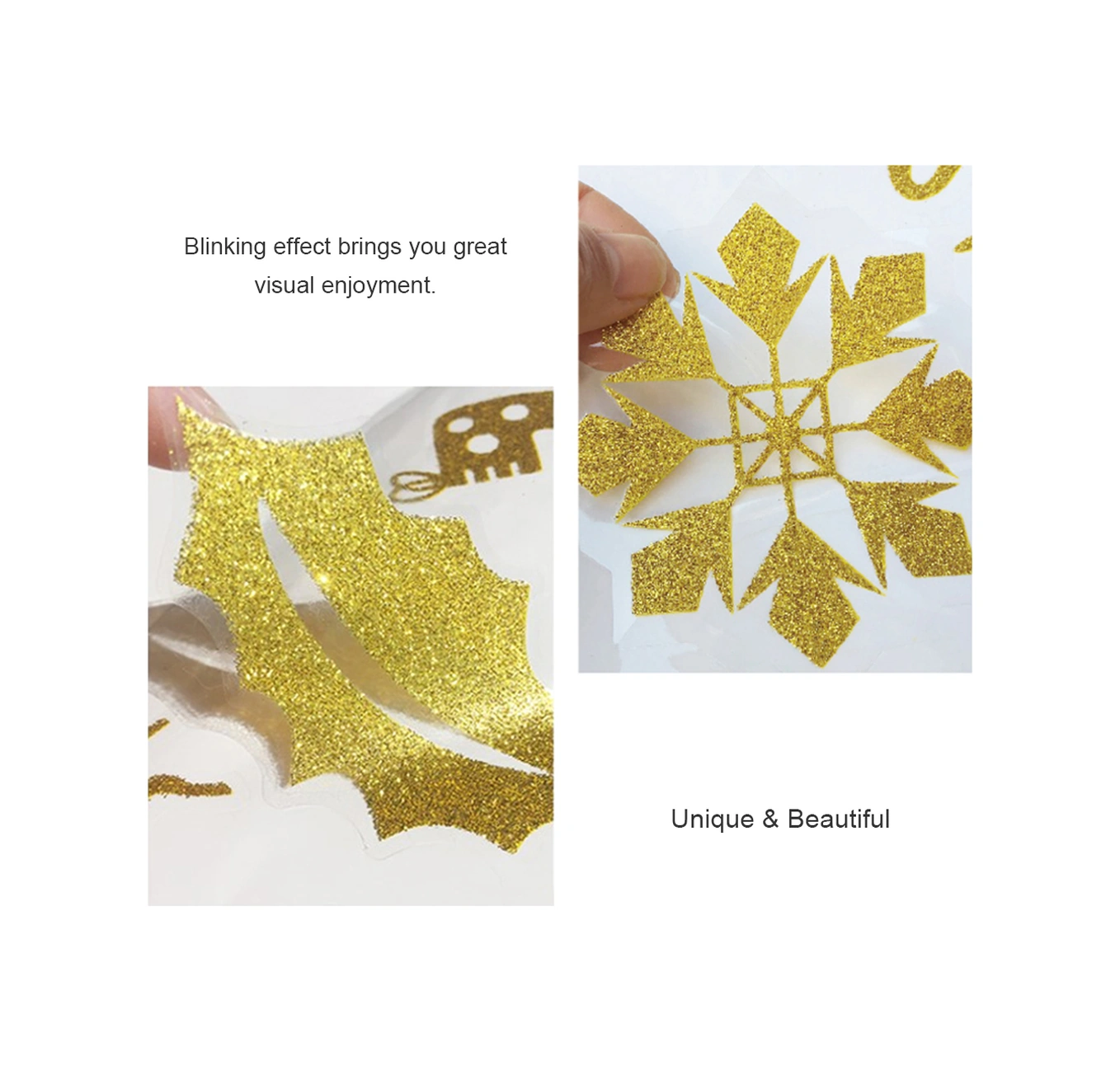 Hombey Noel Ateşi Ve Araba Desenli Parlak Altın Pvc Duvar Sticker - Pencere Kapı Dekorasyonu, Tekrardan Kullanılabilir, Suya Dayanıklı Diğer