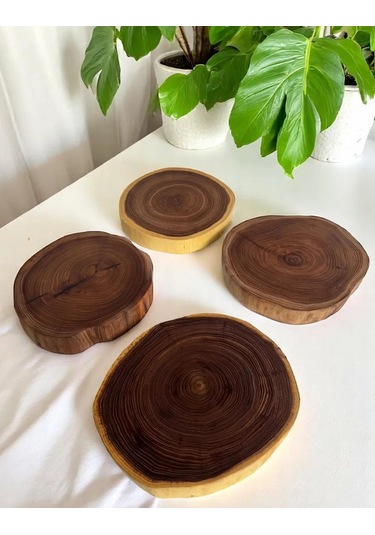 Büyük Yuvarlak Ahşap Kesme Tahtası 28-30 Cm 433593113 Açık Meşe