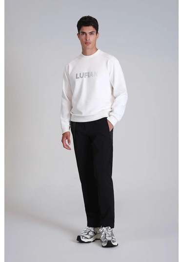 Lufian Luther Erkek Sweatshirt Kırık Beyaz 001