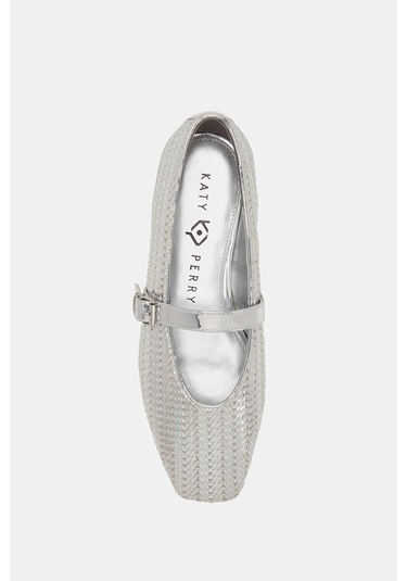 Katy Perry The Evie Marry Jane Woven Kadın Metalik Gümüş Hasır Örgü Babet Gümüş