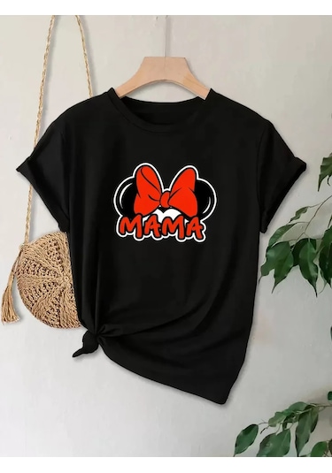 Efnaz Style Anneler Günü Baskılı T-shirt - Siyah