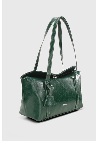 Rugan Yeşil Kapaklı Bowling Omuz Çantası 270 Rugan Yeşil