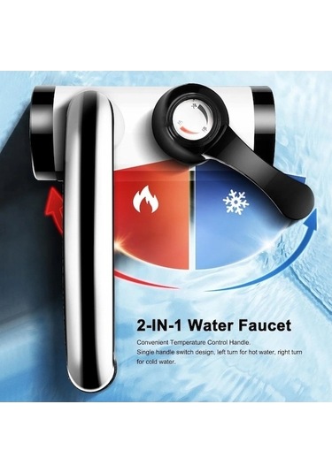 My Topped 3000w Hızlı Isıtıcı Musluk Bataryası Siyah, Yüksek Kapasiteli Sıcak Su Siyah