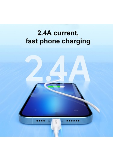 Honmex Romoss Beyaz 1m Lightning Şarj Kablosu - Usb-a Bağlantı, Tpe Malzeme, 2.4a Hızlı Şarj