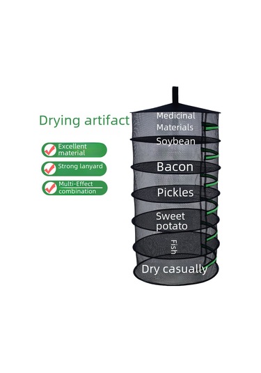 Symbee 4 Katlı Reçine Kurutma Ağı - Zipli Kapatılabilir, Çevre Dost Malzeme, Sebze-meyve-balık Kurutucu, Bahçe Gereci, 60cm Çaplı