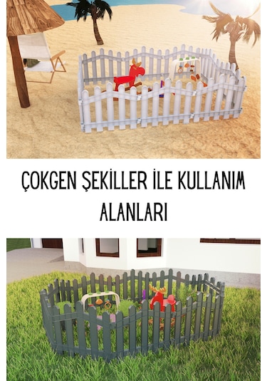 Dekoratif Plastik Bahçe ve Peyzaj Çiti 1 Adet Çit (Y: 50 CM / G: 55 CM) Toprak Ayaklı - Beyaz
