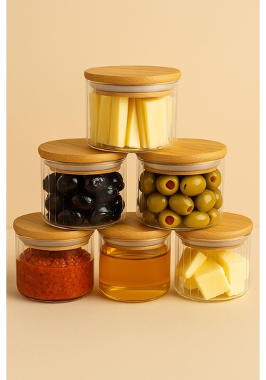 400 Cc Çizgili Bambu Kapaklı Kahvaltılık 90 X 70-400 Ml Beyaz