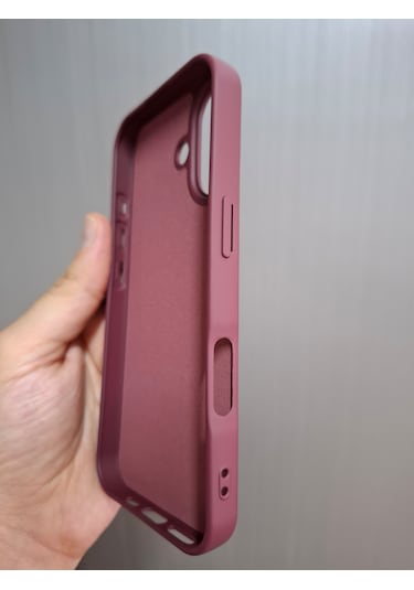 İphone 17 Uyumlu Logolu İçi Kadife Silikon Lansman Kılıf Bordo