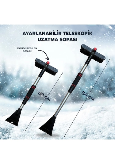 85 Cm Buz Kırıcı Araç Kar Temizleme Fırçası Kırmızı Gri