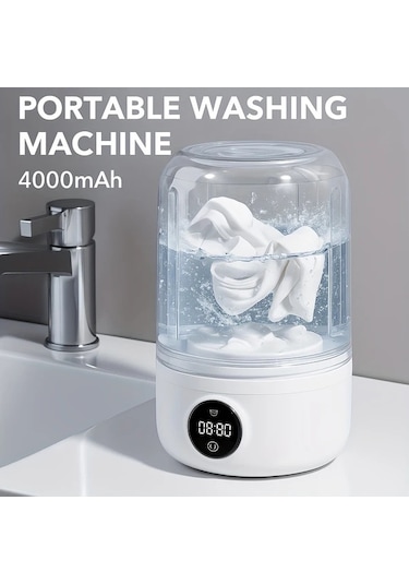 Fochsia Beyaz 4000mah Usb Şarjlı Mini Çamaşır Makinesi