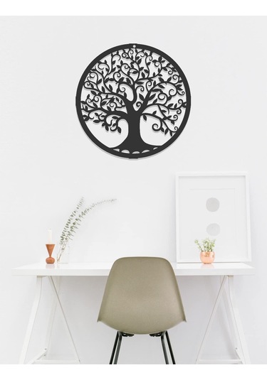 Metal Hayat Ağacı Duvar Dekorasyonu Siluet Sanatı Hediye İç Mekan Dış Mekan Bahçe Ev Dekorasyonu Siyah, 30x30cm 30 30cm