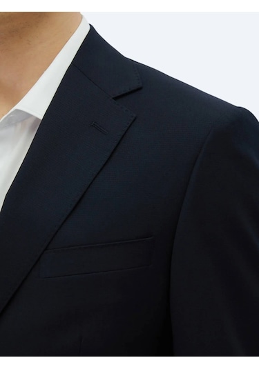 Lacivert Desenli Modern Fit Yün Karışımlı Takım Elbise Lacivert