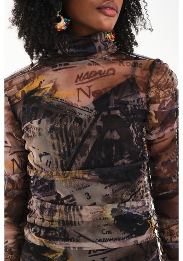 Büzgülü Tül Elbise Yeşil