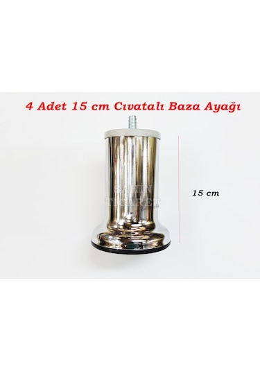 Şahinticaret Cıvatalı Metal Baza Ayağı Baza Koltuk Yükseltme Ayağı 4 Adet 15Cm