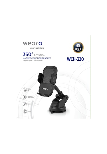 Araç İçi Uzayan Ayarlanabilir Vantuzlu Otomatik Telefon Tutucu - Cam Ve Torpido Için Yüksek Kalite Wch-330