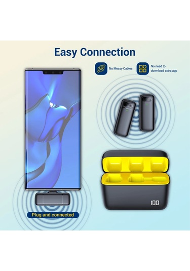 Yaka Mikrofonu Şarj Kutusu İle Canlı Röportaj İçin 2.4g Kablosuz