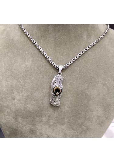 925 Ayar Gümüş Ay Yıldız Detaylı Kolye Ucu -şık Tasarım Zincirsiz Gümüş