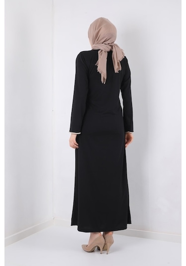 Aslınur Yandan Bağlamalı Namaz Elbisesi Siyah