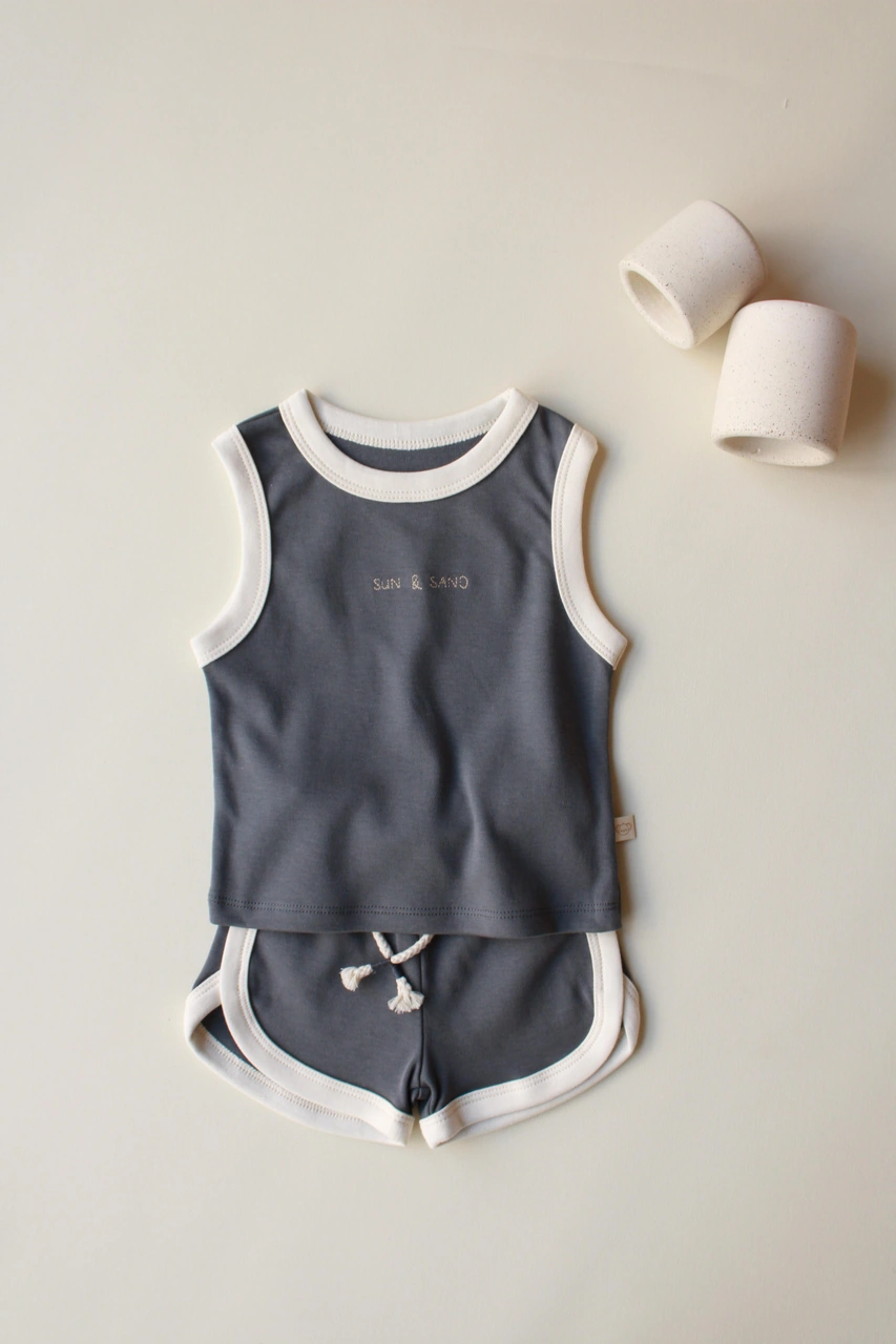 Antrasit Unisex Atlet Şort Takım Gri