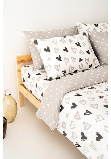 Soley Mix & Match Lover %100 Pamuk Çift Kişilik Nevresim Seti Beyaz