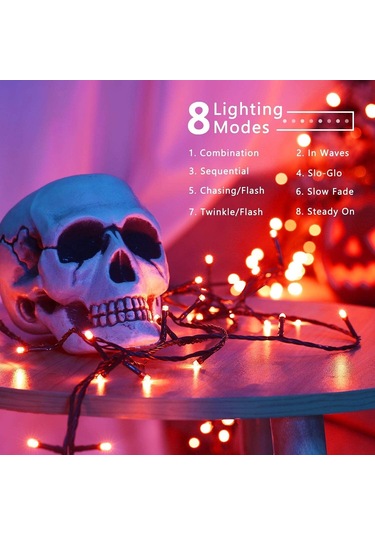 Sonbahar Dekorasyon Işık Dizisi, 20m 200 Led Cadılar Bayramı Dizisi Çok Renkli