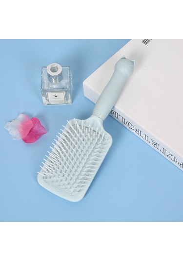 Singree Kedi Desenli Kare Şekilli Antistatik Akne Saç Tırnağı, Uzun Saçlar İçin Erkek/kadın Kullanıma Uygun, Kafa Derisi Masajı Sağlar - Mavi