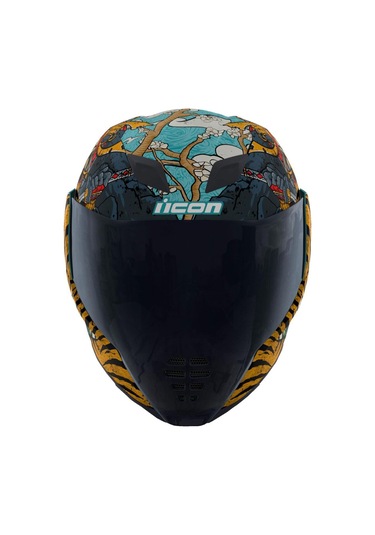 Icon Airflite Edo Mıps Kapalı Motosiklet Kaskı Siyah Mavi Gri Turuncu Siyah - Mavi