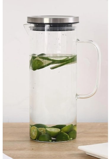 Kapris Alisa Metal Kapaklı Yuvarlak Cam Sürahi 1500 Ml 401271